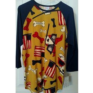 LuLaRoe Randy Baseball Tee Dogs Fourth of July